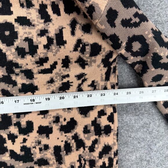 Nicole Miller Sweater Pullover Women XL Brown Animal Print Knit High Neck Rayon - Picture 5 of 7